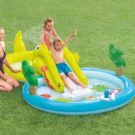 Centro de Jogos Insuflável Crocodilo e Aquático com Escorrega e Duas Piscinas - 132 e 180litros - INTEX - Image 2