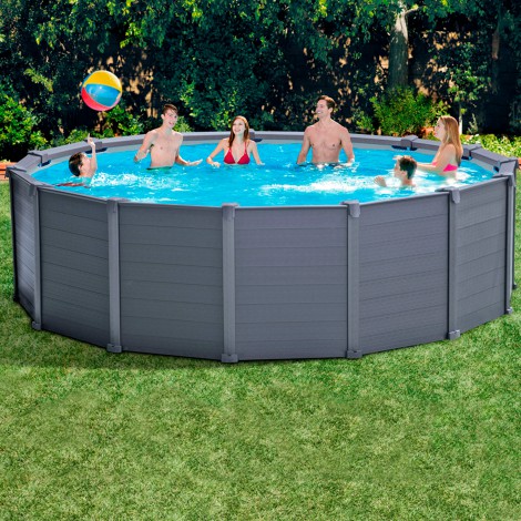 Piscina Desmontável Painel Grafite Cinza – 478x124cm – INTEX - Image 2