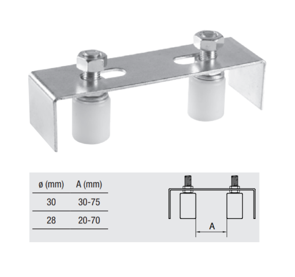 Placa guia c/2 Roletos 40MM