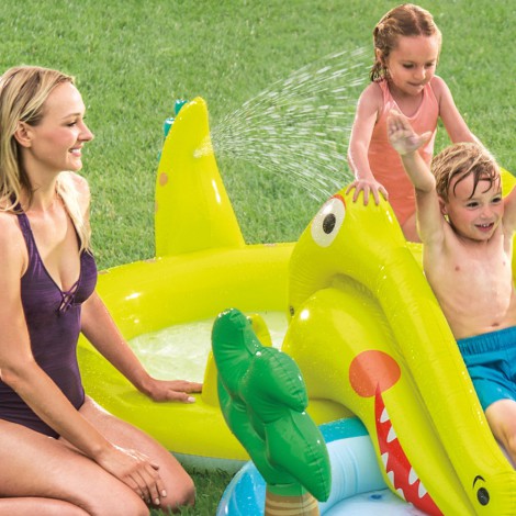 Centro de Jogos Insuflável Crocodilo e Aquático com Escorrega e Duas Piscinas - 132 e 180litros - INTEX - Image 3