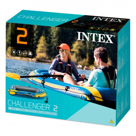 Barco Insuflável Challenger c/ 2 remos + bomba - 236x114x41cm - INTEX - Image 6