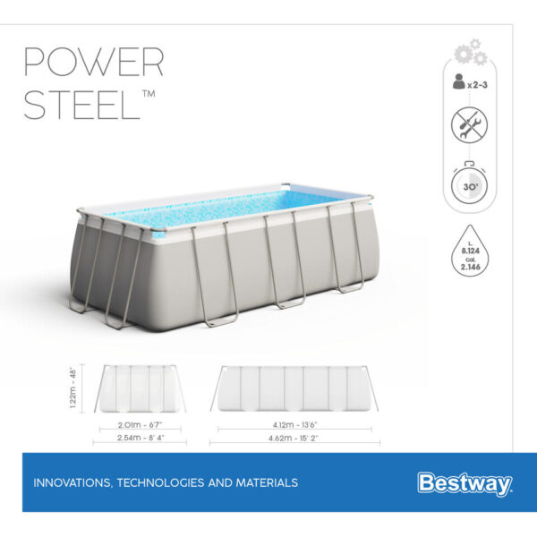 Piscina Power Steel Retangular 412x201x122 - Bestway - Image 2