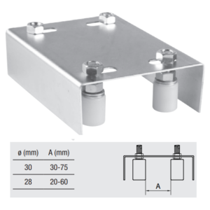 Placa guia c/4 Roletos de 30mm