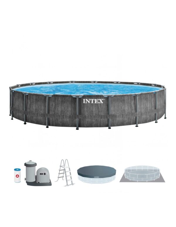 Piscina desmontável INTEX Prisma Frame Greywood + bomba - Intex