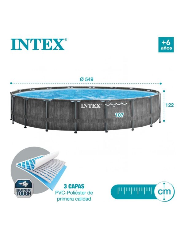 Piscina desmontável INTEX Prisma Frame Greywood + bomba - Intex - Image 8