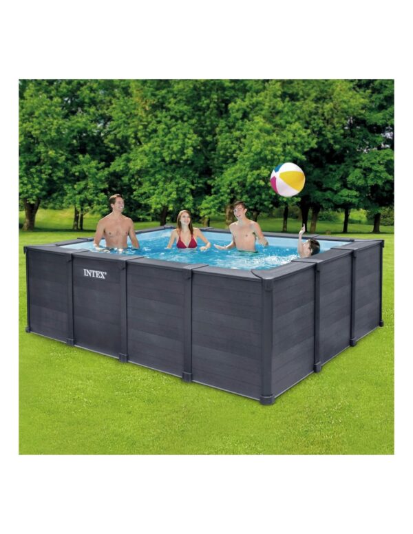 Piscina removível retangular Graphite Gray Panel 10.091 litros com estação de tratamento - Intex - Image 2