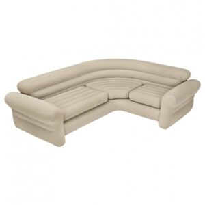 Sofá de Canto Insuflável 257x203x76cm Cor Creme INTEX