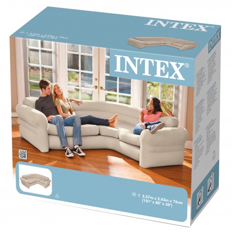 Sofá de Canto Insuflável 257x203x76cm Cor Creme INTEX - Image 4